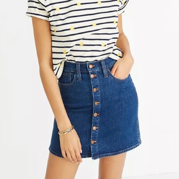 MADEWELL Denim Stretch Straight Mini Skirt 24 Blue - Picture 1 of 11